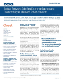 Backup Software Solidifies Enterprise Backup and Recoverability of Microsoft Office 365 Da...