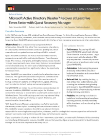 Microsoft Active Directory Disaster? Recover at Least Five Times Faster with Quest Recovery Manager