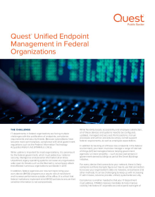 Quest®  Unified Endpoint Management in Federal Organizations