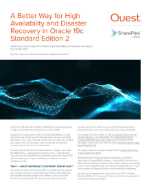 A Better Way for High Availability and Disaster Recovery in Oracle 19c Standard Edition 2