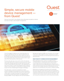Simple, Secure Mobile Device Management from Quest