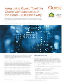 Keep Using Toad for Oracle With Databases in the Cloud